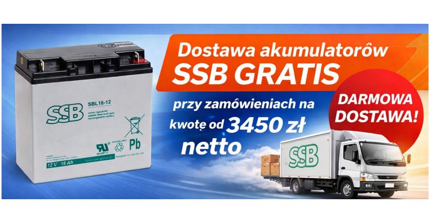 Dostawa akumulatorów SSB gratis dla zamówień od 3450zł/netto