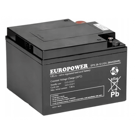 AKUMULATOR AGM EUROPOWER EPS 26-12 -zdjęcie numer 1