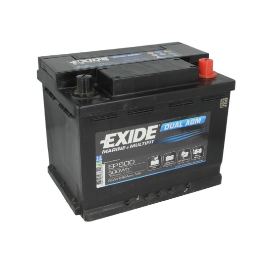 AKUMULATOR EXIDE DUAL AGM EP500 12V 60AH 680A