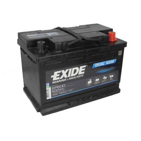 AKUMULATOR EXIDE DUAL AGM EP600 12V 70AH 760A