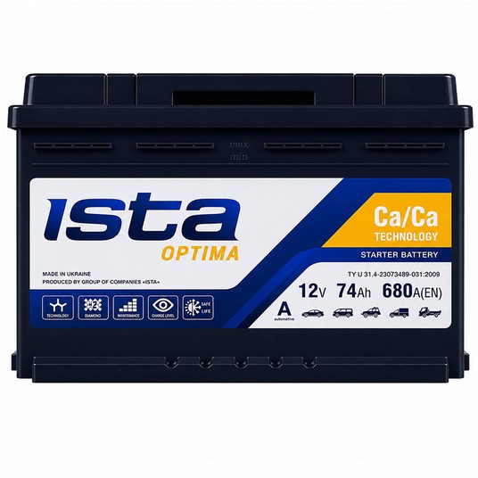AKUMULATOR ISTA OPTIMA 12V 74Ah 6СТ-74 A R+ -zdjęcie numer 1