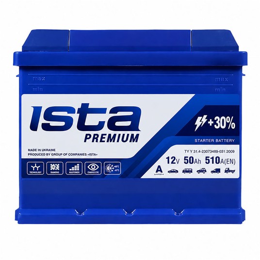 AKUMULATOR ISTA PREMIUM 12V 50Ah 6СТ-50 A2H R+ -zdjęcie numer 1