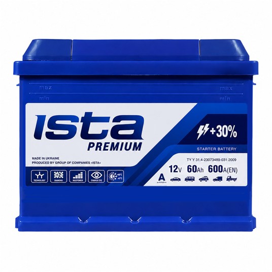 AKUMULATOR ISTA PREMIUM 12V 60Ah 6СТ-60 A2H R+ -zdjęcie numer 1