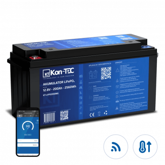 Akumulator KON-TEC LiFePO4 12V 200Ah Li-ion Maty Grzewcze