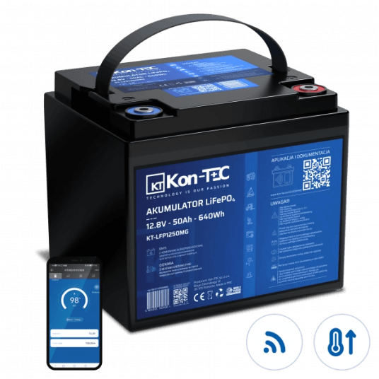 Akumulator KON-TEC LiFePO4 12V 50Ah Li-ion Komunikacja Bluetooth