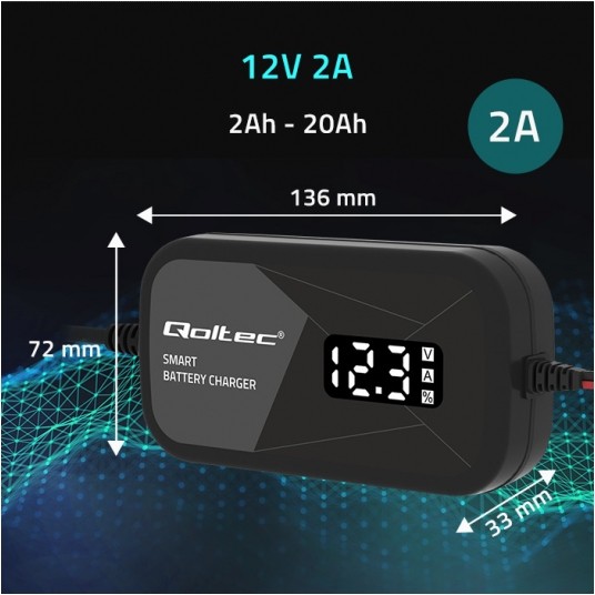 ŁADOWARKA Qoltec 12V 2A (AGM GEL WET SLA) -zdjęcie numer 2