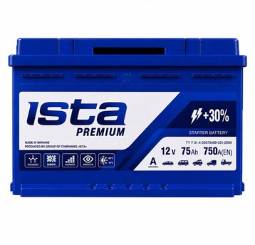 AKUMULATOR ISTA PREMIUM 12V 75Ah 6СТ-75 A2 R+