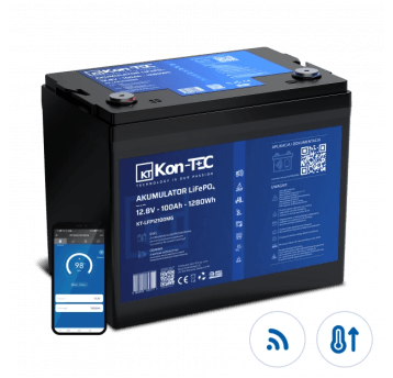 Akumulator KON-TEC LiFePO4 12V 100Ah Li-ion Komunikacja Bluetooth