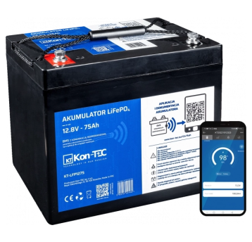 Akumulator KON-TEC LiFePO4 12V 75Ah Li-ion Komunikacja Bluetooth